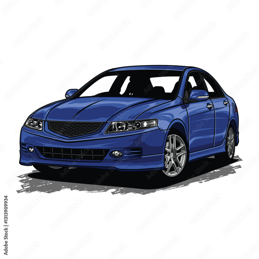 Fototapeta premium Perspective view blue car