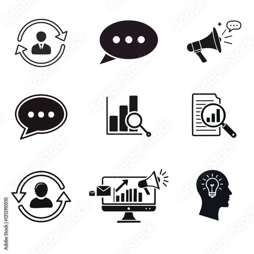 Digital Marketing Line Icons. Social Media, and Online Marketing Icon Set