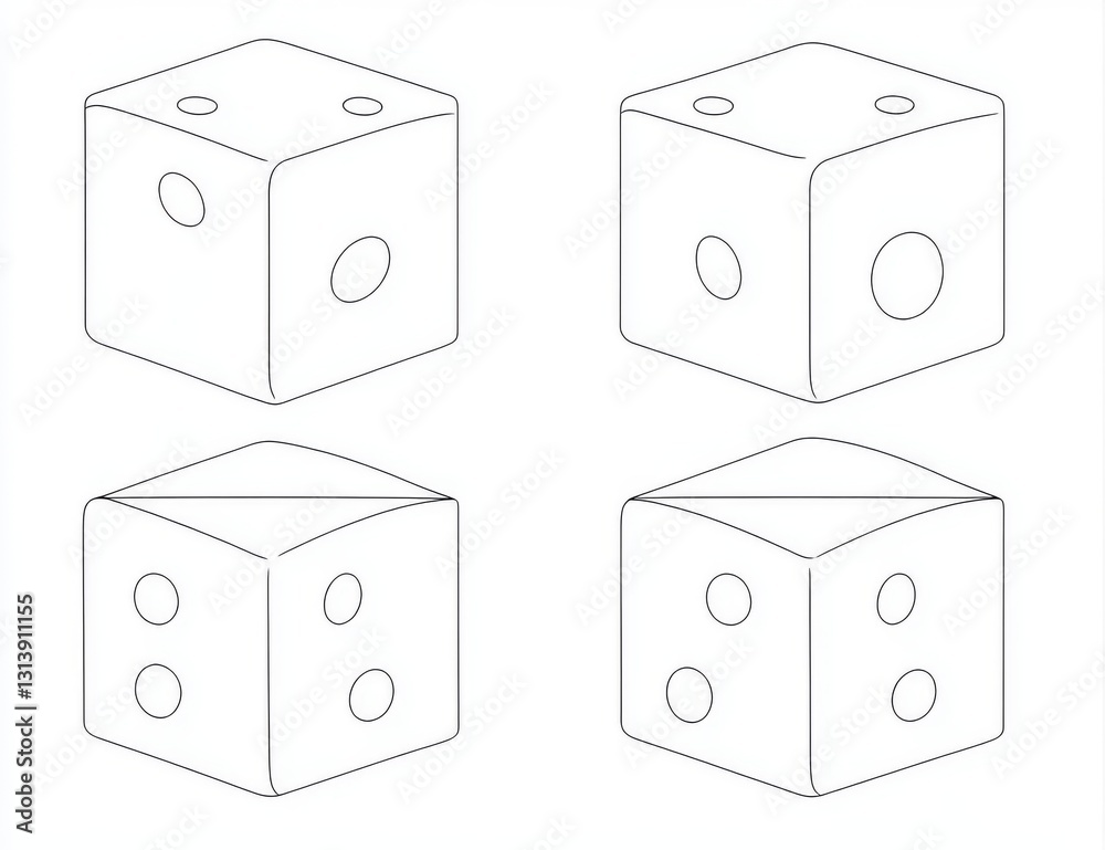 Black and white illustration of a dice, ideal for printing on standard 8.5x11 inch paper Black and white illustration of a dice, ideal for printing on standard 8.5x11 inch paper