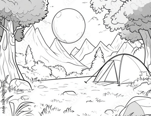 You can print this nature camping outdoor coloring page on standard 8.5x11 inch paper