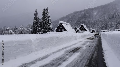Shirakawa-go Village Scenery Snow-covered village scenery Explore the winter wonderland