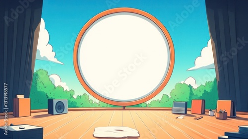 Empty Circle Stage Scene Outdoor