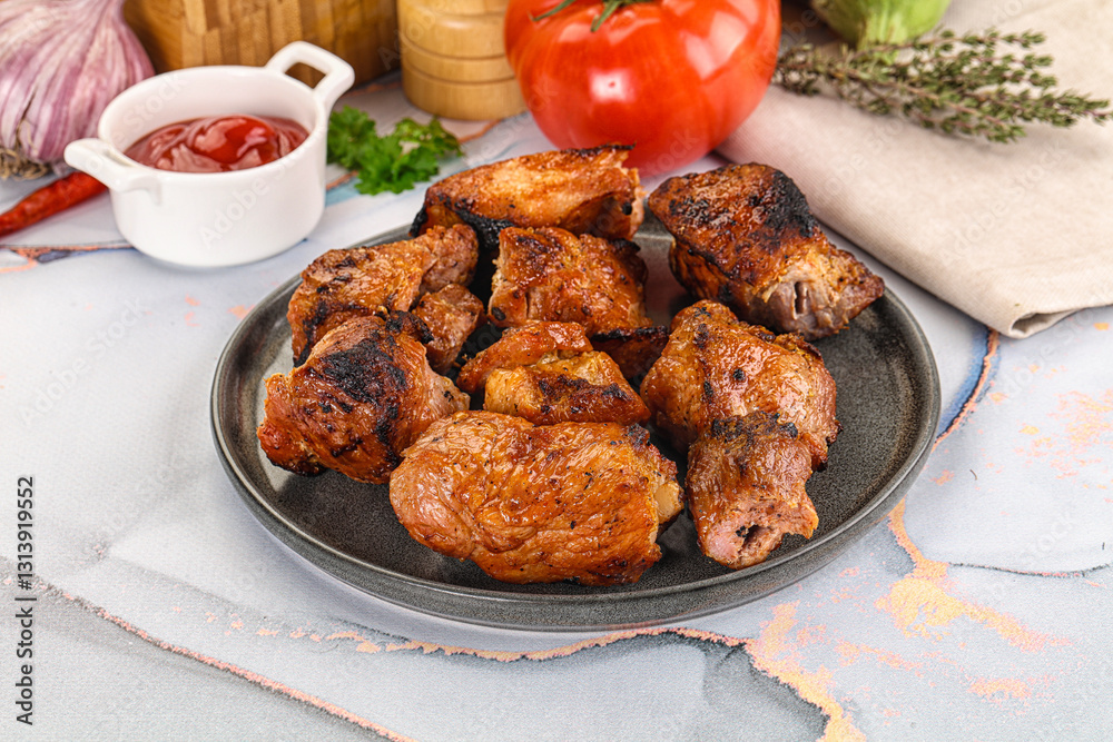Grilled pork neck meat shashlik Grilled pork neck meat shashlik