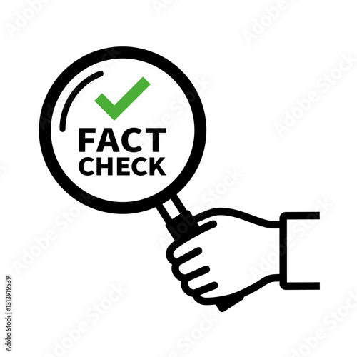 ルーペでファクトチェック情報確認をするイラスト_fact check