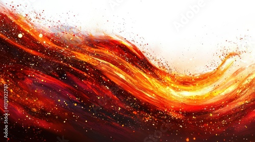 An abstract artistic representation of fiery waves and glowing embers