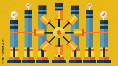 The fuel rods are arranged in a specific pattern within the reactor core to optimize energy production and minimize waste.. Vector illustration