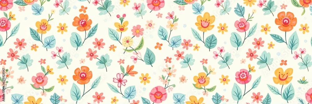 Cheerful and playful repeating design with tiny blossoms in pastel colors, wallpaper, ditsy, background Cheerful and playful repeating design with tiny blossoms in pastel colors, wallpaper, ditsy, background