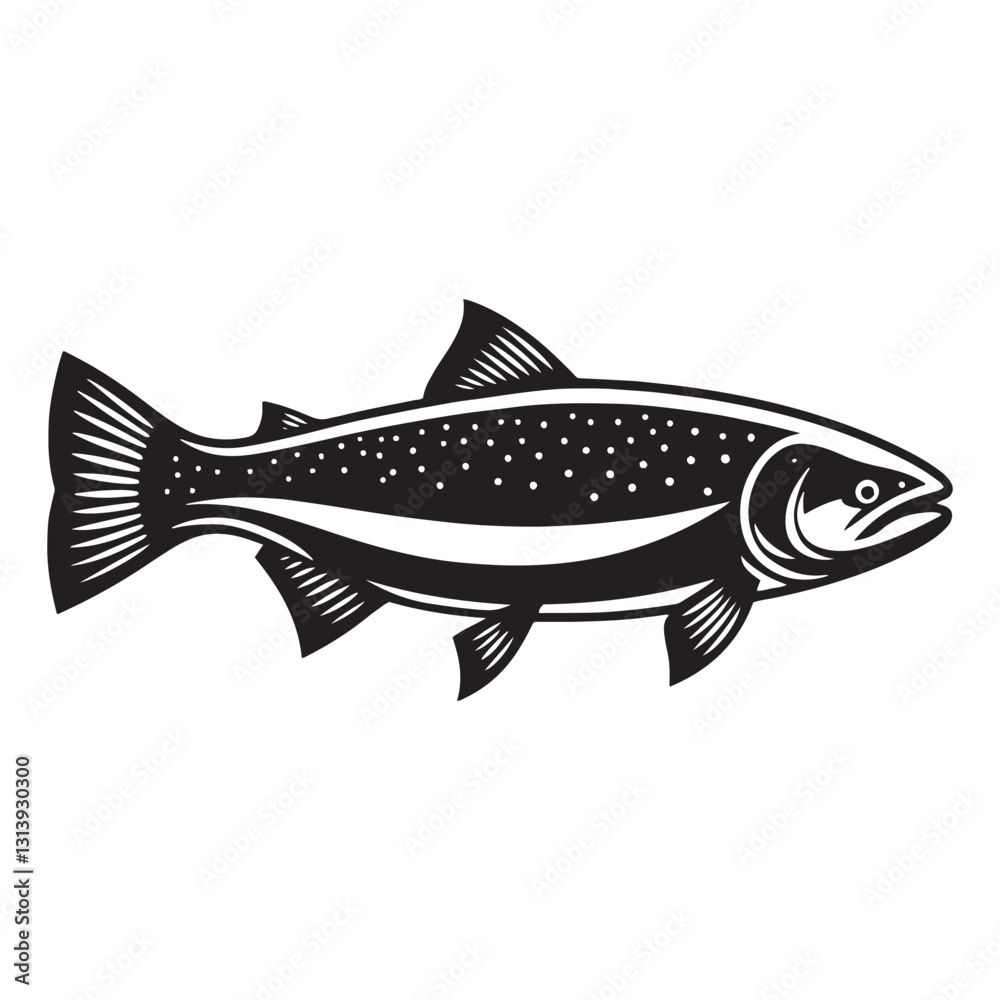 Fototapeta premium Noble Salmon silhouette, an icon of resilience and survival - Salmon illustration - Minimalist Salmon vector - Fish silhouette 