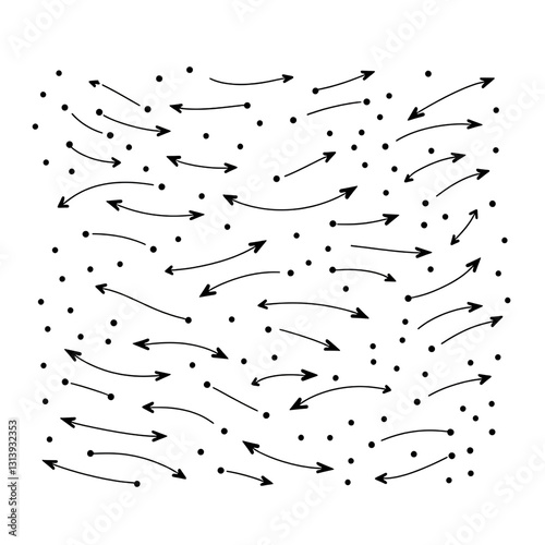 Hand drawn black arrows collection isolated on transparent background