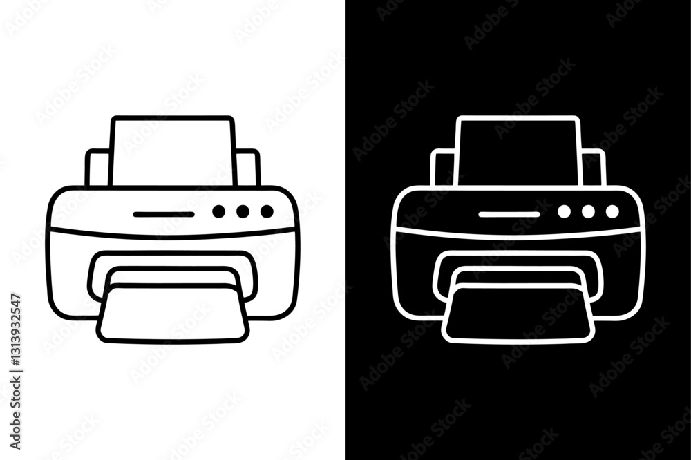 Classic Inkjet Printer Doodle Icon Black and White Silhouette Vector for Digital & Print Use. Classic Inkjet Printer Doodle Icon Black and White Silhouette Vector for Digital & Print Use.
