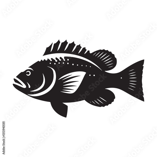 Lurking Snapper silhouette, waiting patiently in the depths - Snapper illustration - Minimalist Snapper vector - Fish silhouette
