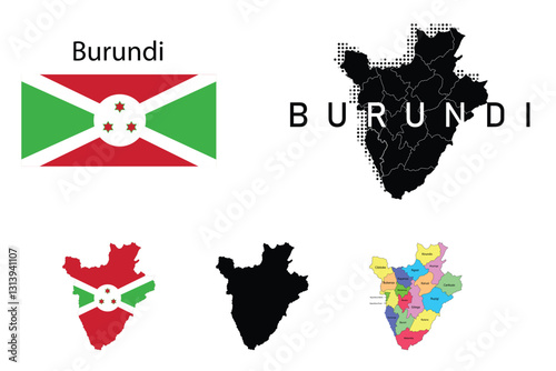 Burundi flag and map illustration vector. photo