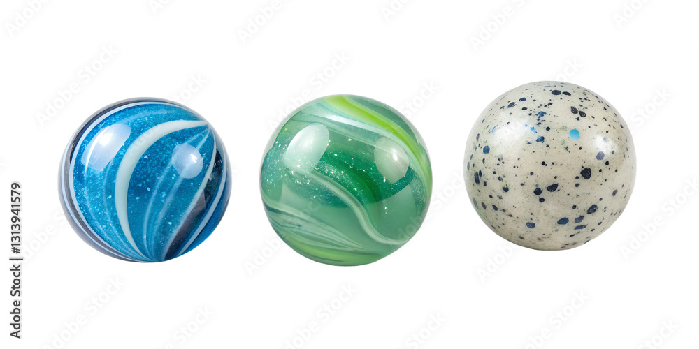 Fototapeta premium Glass Marble on White in Three Different Styles for Creative Photography, Cut Out