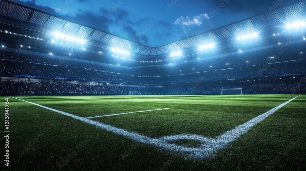 A Large Stadium Field Prepared For The Upcoming Game A Large Stadium Field Prepared For The Upcoming Game