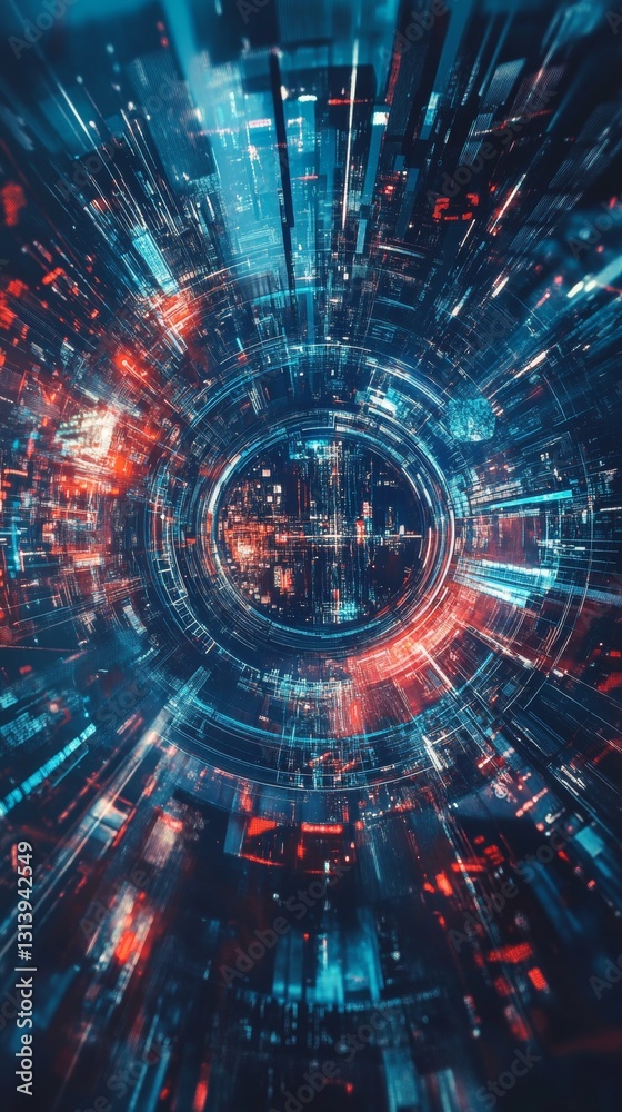 Obraz premium Futuristic Abstract Digital Vortex Visualization Exploring Motion and Energy in Bright Colors