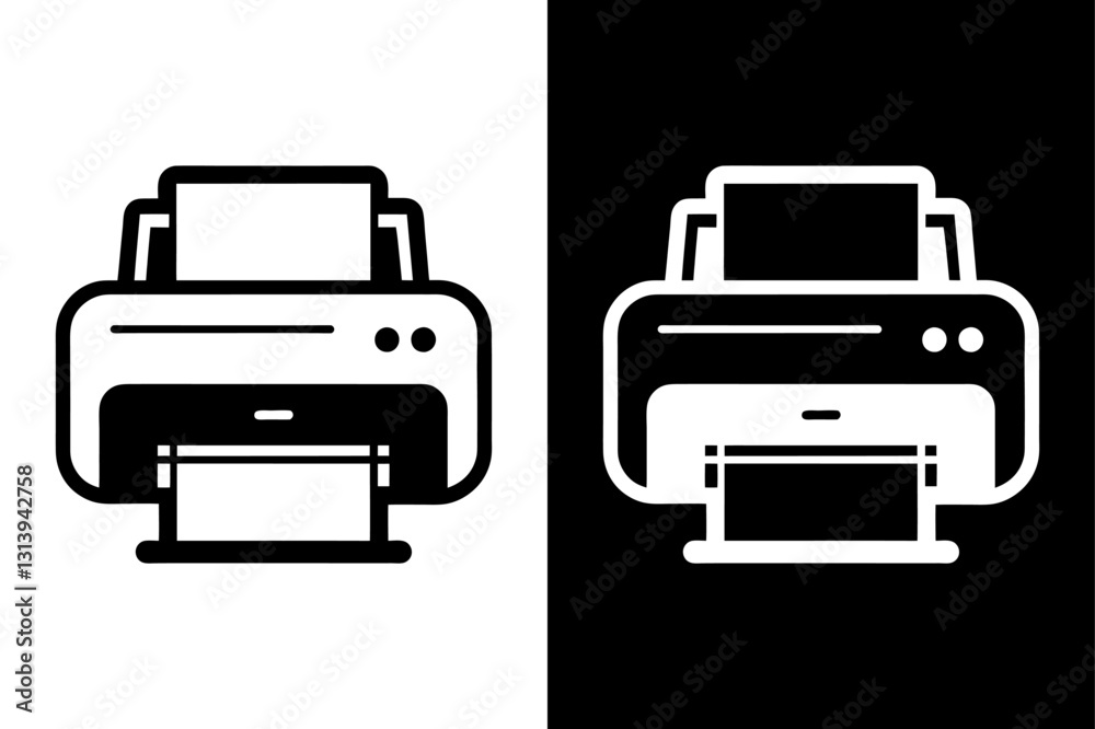 Classic Inkjet Printer Doodle Icon Black and White Silhouette Vector for Digital & Print Use. Classic Inkjet Printer Doodle Icon Black and White Silhouette Vector for Digital & Print Use.