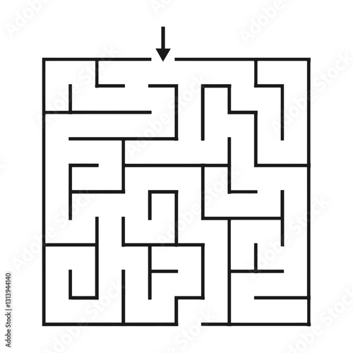Rectangular Maze Game for Kids - Simple Flat Vector Black and White Outline Illustration.