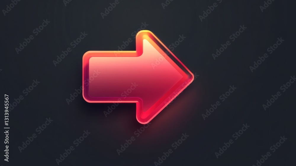 Glowing, red arrow pointing right on dark background. Glowing, red arrow pointing right on dark background.