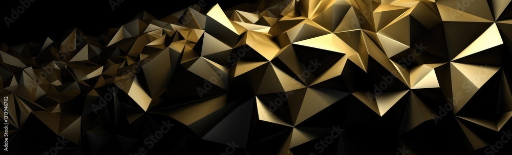 Abstract Geometric Composition of Metallic Gold and Black Shapes Abstract Geometric Composition of Metallic Gold and Black Shapes