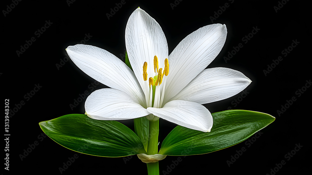 Fototapeta premium White Lily Close Up Black Background