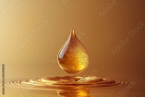 a golden drop falling into water