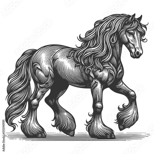 Majestic Draft Horse vector illustration