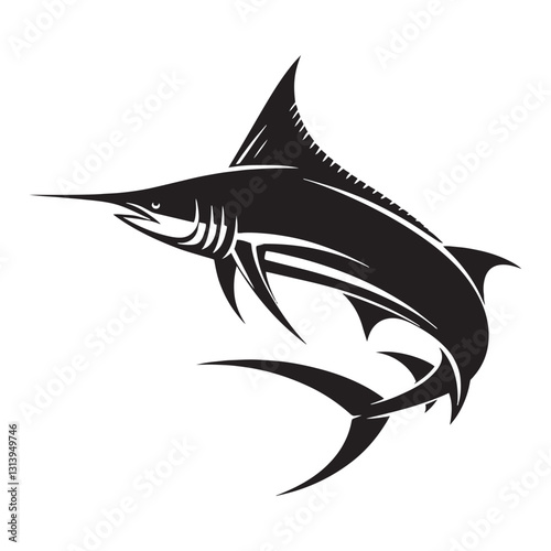 Aero Swordfish silhouette, designed for maximum velocity - Swordfish illustration - Minimalist Swordfish vector - Fish silhouette
