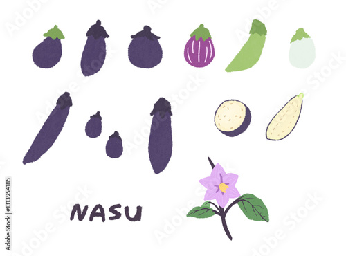 いろいろなナスのイラストセット