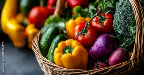 A white background isolates an assortment of fresh vegetables and fruits