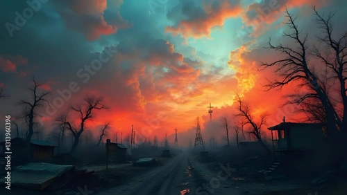 Sunset over the forest