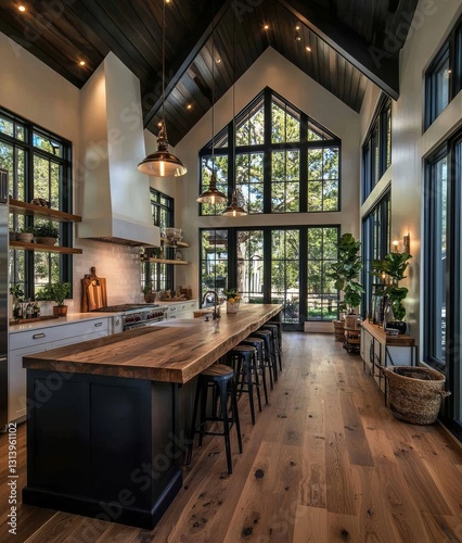 A modern rustic farmhouse kitchen is found in this small cottage home