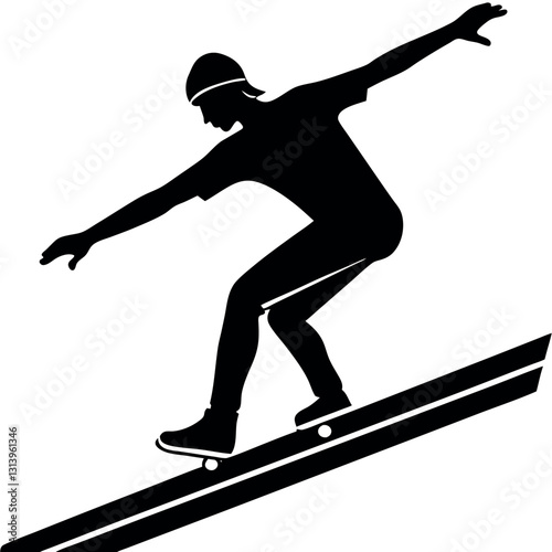 A dynamic-silhouette-of-a-skater-grinding.