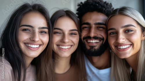 Smiling faces from diverse cultures, warm and welcoming expressions, celebrating unity and connection.