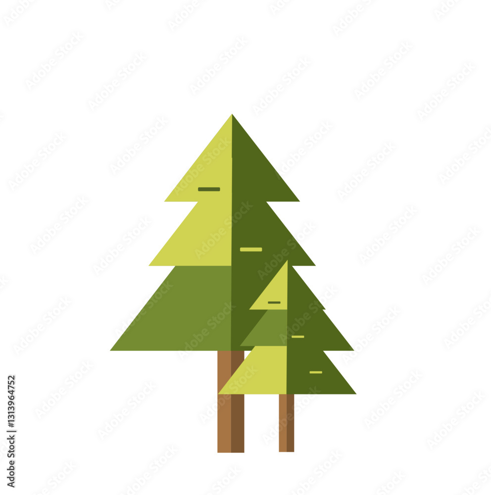Flat vector trees set. Tree icons are set in a modern flat style.