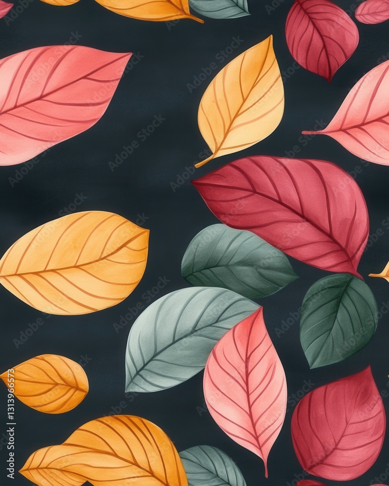 Fototapeta premium A soft abstract watercolor depiction of autumn leaves creating a vibrant and artistic representation of seasonal change