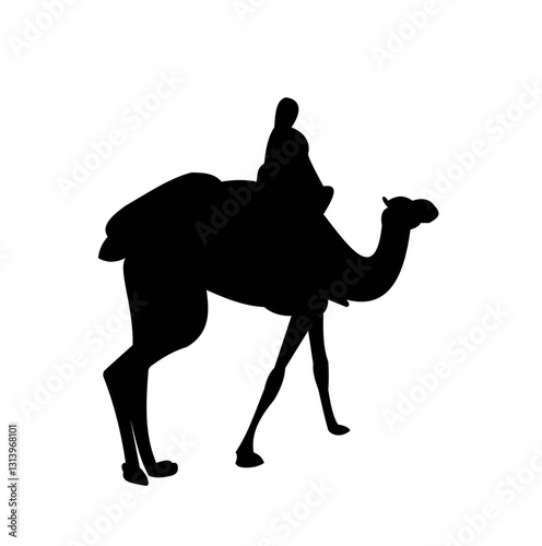 Bedouin man riding on a camel silhouette vector illustration