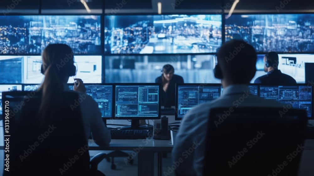 Monitoring in a high-tech control room. Monitoring in a high-tech control room.