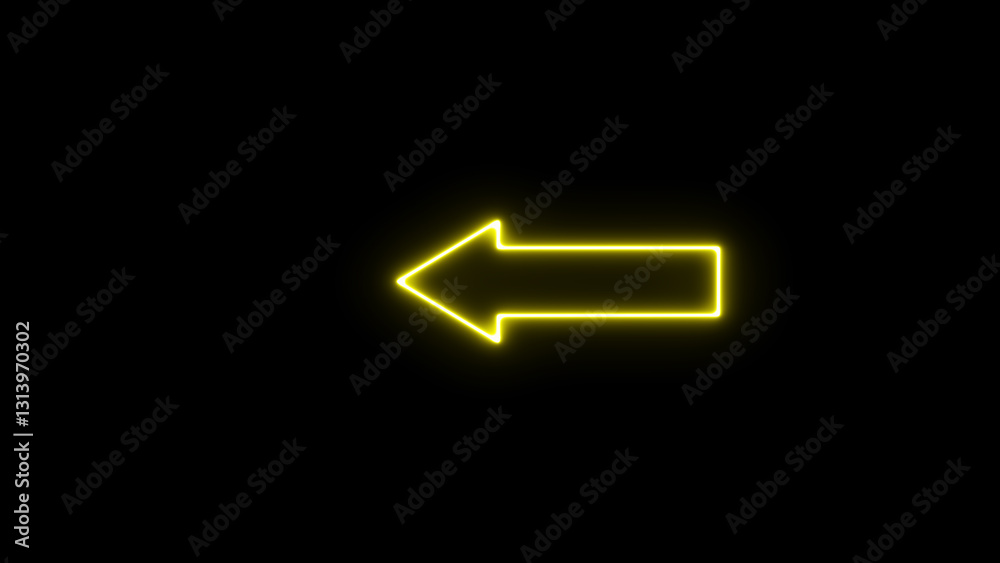 Glowing arrow direction affect. Neon light colorful arrows design elements.
