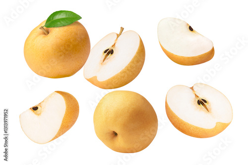 set of pear fruit isolated