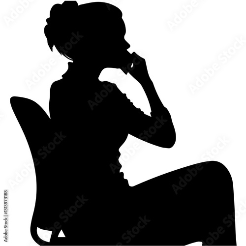 Professional Phone Call Silhouette | Businessman Communicating Officially
