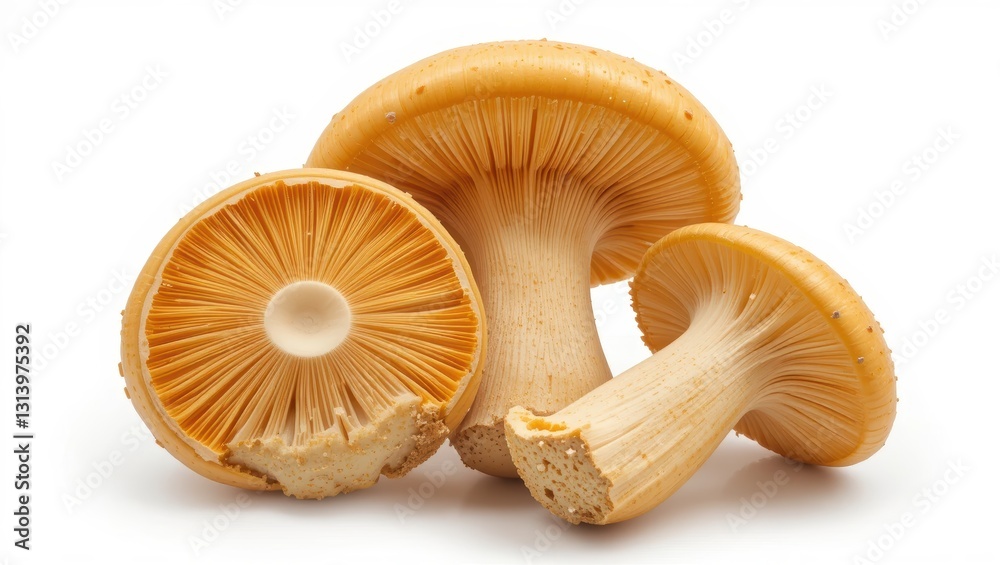 Fresh Yellow Mushrooms Isolated on White Background Ideal for Culinary and Dietary Purposes Fresh Yellow Mushrooms Isolated on White Background Ideal for Culinary and Dietary Purposes