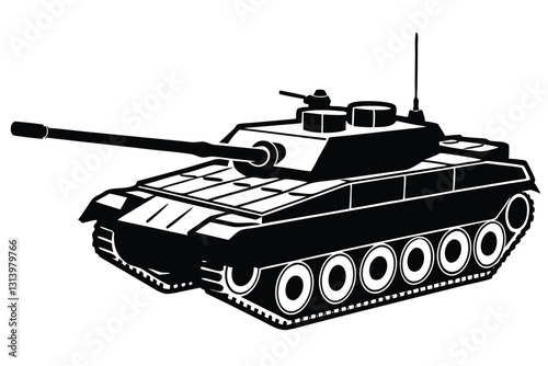 military tank silhouette on white background vector