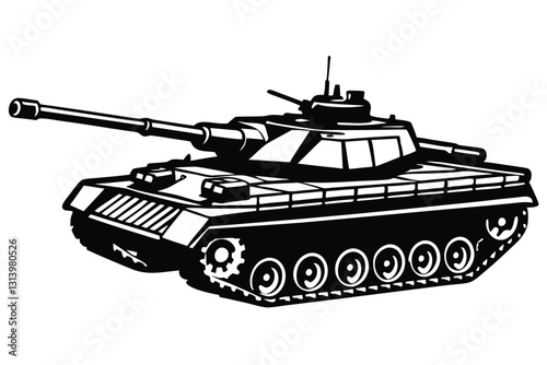 military tank silhouette illustration artwork Design on a white background