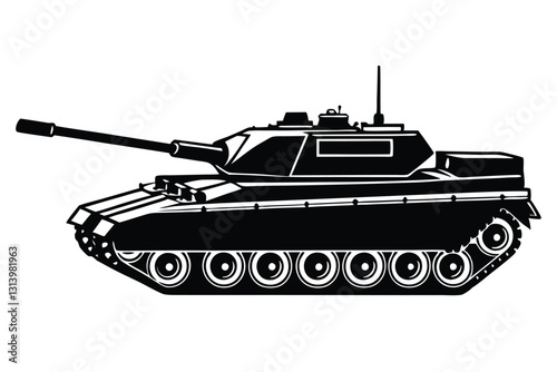 military tank silhouette illustration artwork Design on a white background