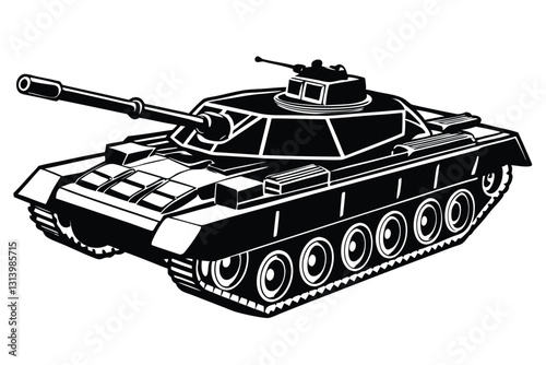 Military Tank silhouette vector illustration on white background