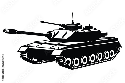 Military Tank silhouette vector illustration on white background