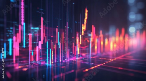 Dynamic Digital Data Visualization with Colorful Graphs and Statistics in Abstract Style