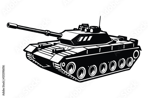 Military Tank silhouette vector illustration on white background