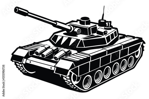 Military Tank silhouette vector illustration on white background