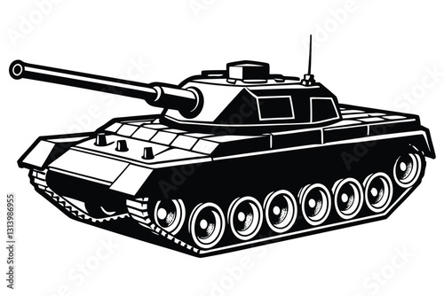 Military Tank silhouette vector illustration on white background
